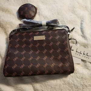 NWT Nicole Miller Brown crossbody with coin pouch